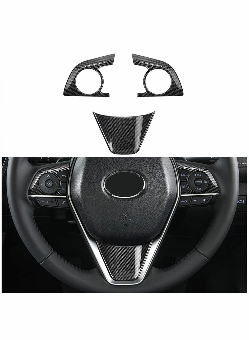 KASTWAVE Auto ABS Steering Wheel Cover Trim Frame Sticker Sport Style - Carbon Fiber Grain, for Toyota Camry 2022 2021 2020 2019 2018, for Avalon Accessories (3pcs) - Image 1