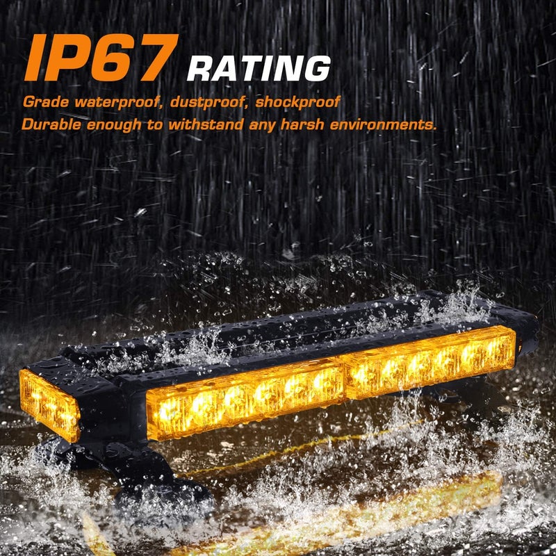 LINKITOM Roof Top LED Strobe Light Bar -Double Side Amber 30 LED Emergency Hazard Safety Warning Flashing Beacon Lighting Bar with Magnetic Base for Snow Plow, Trucks, Construction Vehicles - Image 5