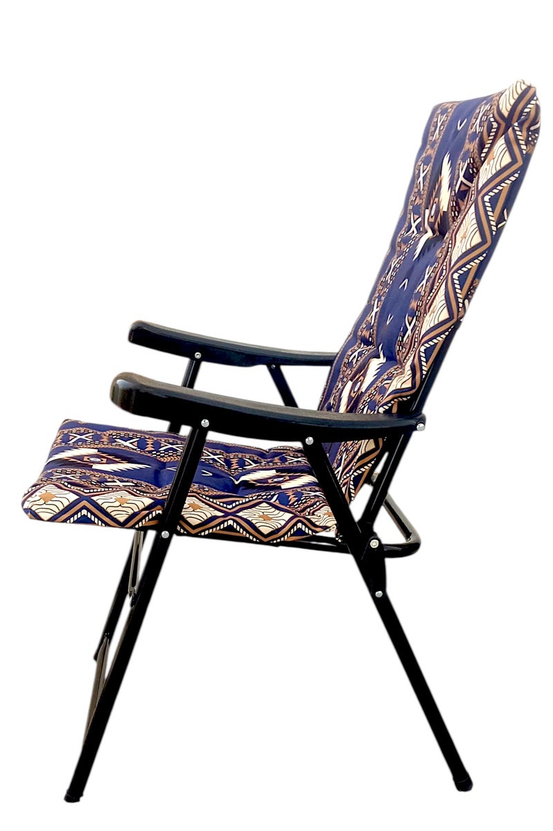GO2CAMPS Folding Camping Chair with Cusion Premium Quality | Sadu Chair | Beach Chair | Garden Chair | Fishing Chair | Travel Chair | Picnic Chair-Premium Arabic Traditional Sadu Camping Chair â€“ Durable Padded Cotton Cushion Seat with Cozy Armrests â€“ Foldable Majlis Style for Desert Travel, Outdoor Picnics, BBQs & Cultural Gatherings - Image 3