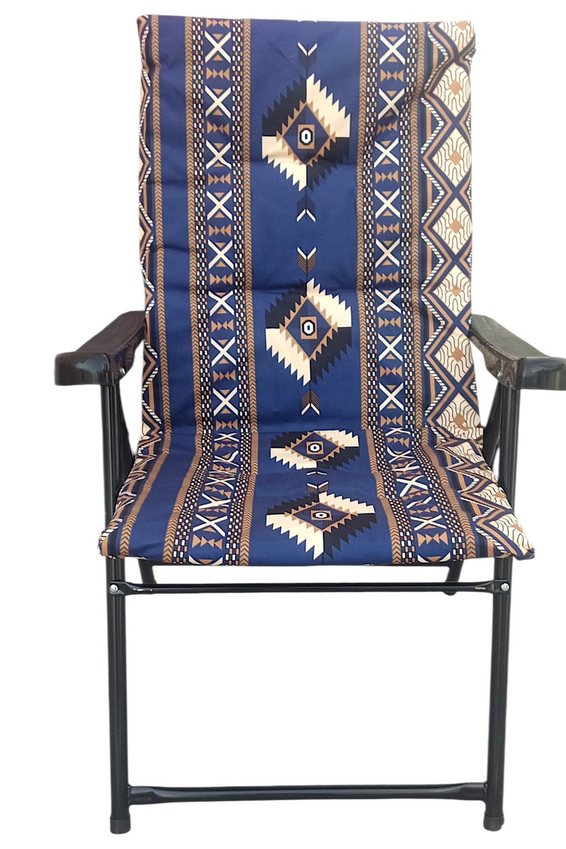 GO2CAMPS Folding Camping Chair with Cusion Premium Quality | Sadu Chair | Beach Chair | Garden Chair | Fishing Chair | Travel Chair | Picnic Chair-Premium Arabic Traditional Sadu Camping Chair â€“ Durable Padded Cotton Cushion Seat with Cozy Armrests â€“ Foldable Majlis Style for Desert Travel, Outdoor Picnics, BBQs & Cultural Gatherings - Image 2
