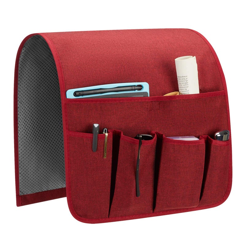 SYSOV Sofa Armrest Organizer Remote Control Holder for Recliner Couch Arm Chair Caddy with 5 Pockets for Magazine Tablet Phone iPad