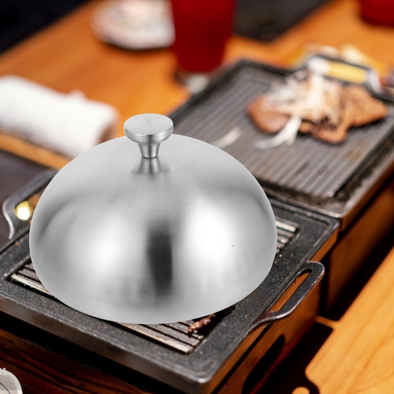 Stainless Steel Food Dome Cover: Round Basting Lid Serving Plate Dish Dome for Home Restaurant Steak Seafood Cake 23cm - Image 1