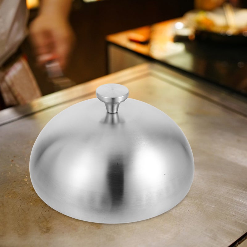 Stainless Steel Food Dome Cover: Round Basting Lid Serving Plate Dish Dome for Home Restaurant Steak Seafood Cake 23cm - Image 5