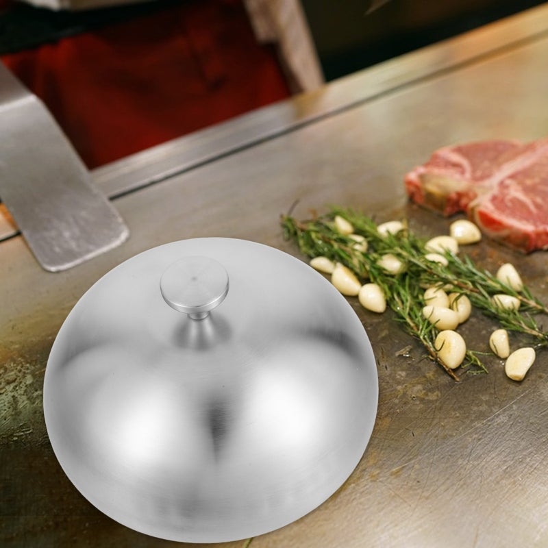 Stainless Steel Food Dome Cover: Round Basting Lid Serving Plate Dish Dome for Home Restaurant Steak Seafood Cake 23cm - Image 4