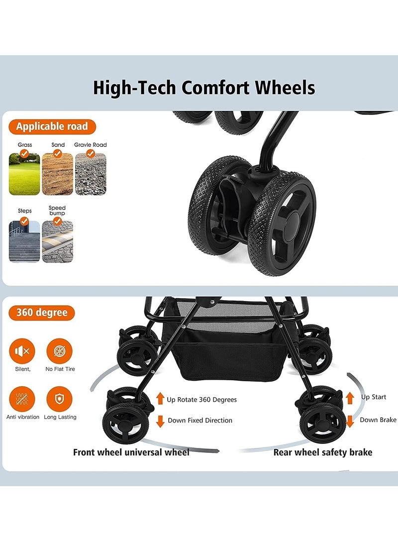 Generic BestPet Pet Stroller Premium 3-in-1 Multifunction Dog Cat Jogger Stroller for Medium Small Dogs Cats Folding Lightweight Travel Stroller with Detachable Carrier /Cup Holder  - Image 3