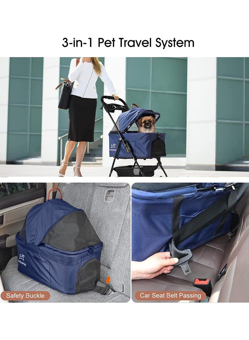 Generic BestPet Pet Stroller Premium 3-in-1 Multifunction Dog Cat Jogger Stroller for Medium Small Dogs Cats Folding Lightweight Travel Stroller with Detachable Carrier /Cup Holder  - Image 5