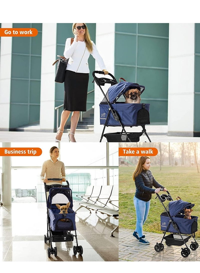 Generic BestPet Pet Stroller Premium 3-in-1 Multifunction Dog Cat Jogger Stroller for Medium Small Dogs Cats Folding Lightweight Travel Stroller with Detachable Carrier /Cup Holder  - Image 4