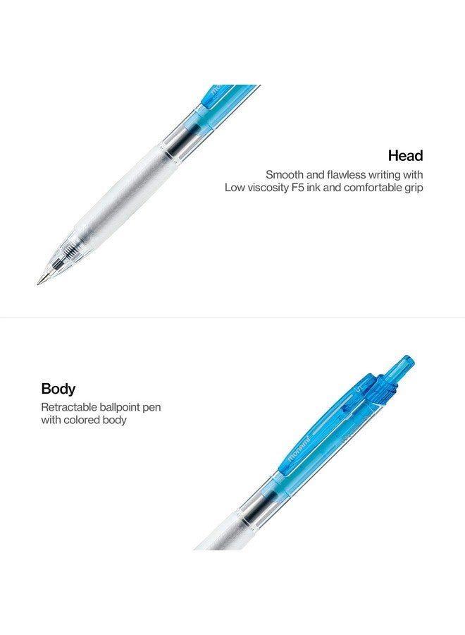 مونامي قلم حبر جاف جديد قابل للسحب من Fx Zeta، برأس رفيع للغاية (0.5 مم)، قبضة مريحة، حبر F5 فائق النعومة، ألوان متنوعة، عبوة من 13 قلمًا - Image 4