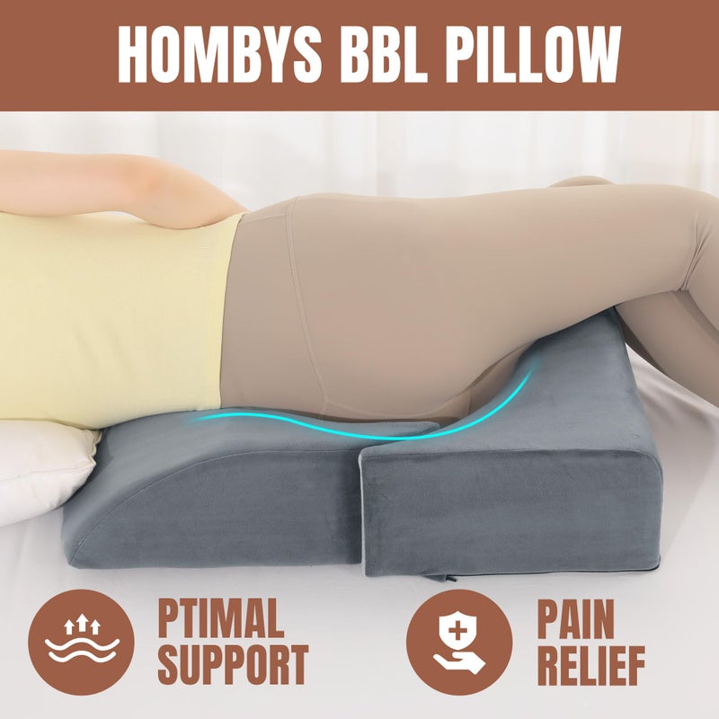 HOMBYS Adjustable Size BBL Pillow After Surgery for Sleeping,High Density Foam Butt Pillow,Brazilian Butt Lift Pillow Post Surgery Recovery for Sleeping,BBL Chair with Hole (Dark Grey) - Image 3