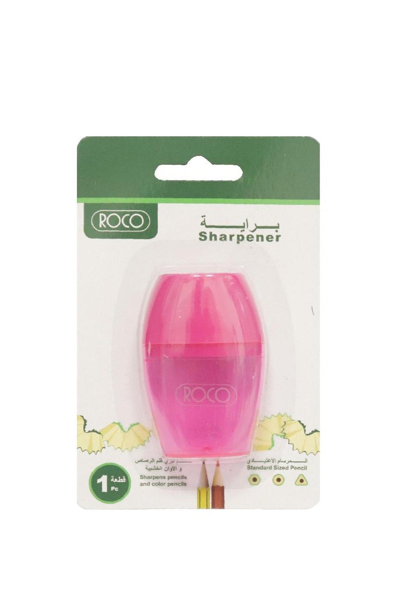 روكو مبراة جيب ذات فتحة واحدة شفافة باللون الوردي