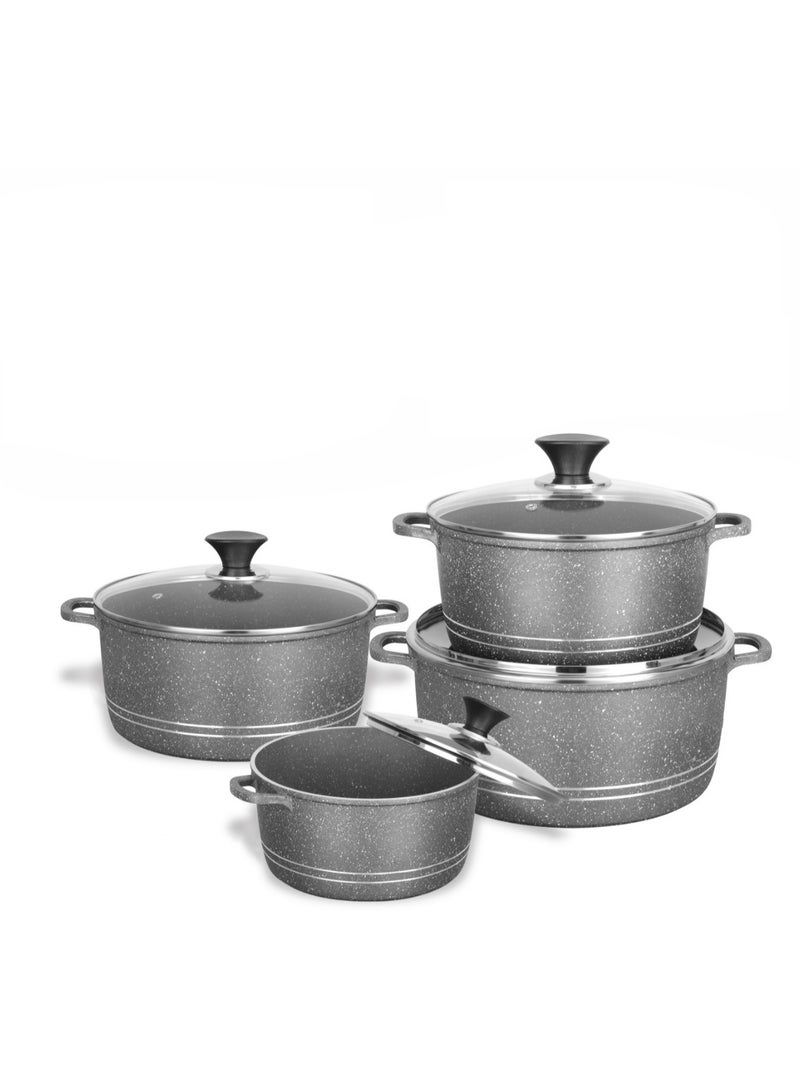 SONEX 8Pcs Aluminum Non-Stick Centrifuge Pot Set Grey Granite coating 53197 - Image 1
