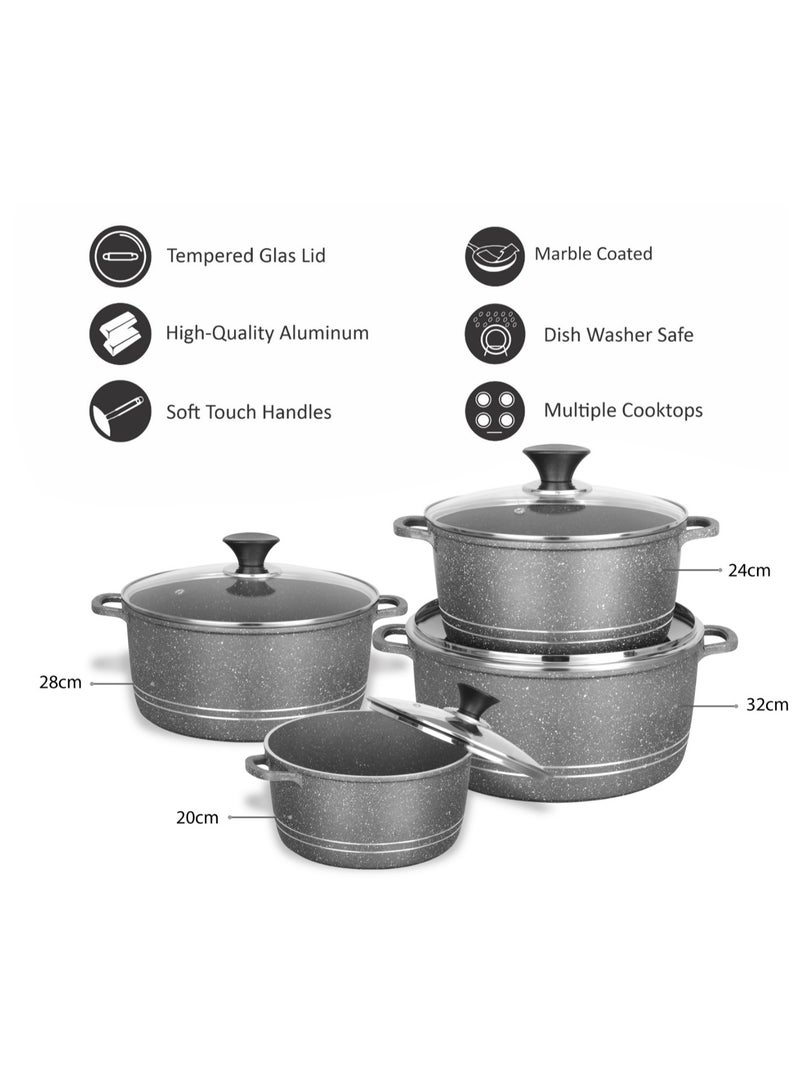 SONEX 8Pcs Aluminum Non-Stick Centrifuge Pot Set Grey Granite coating 53197 - Image 2