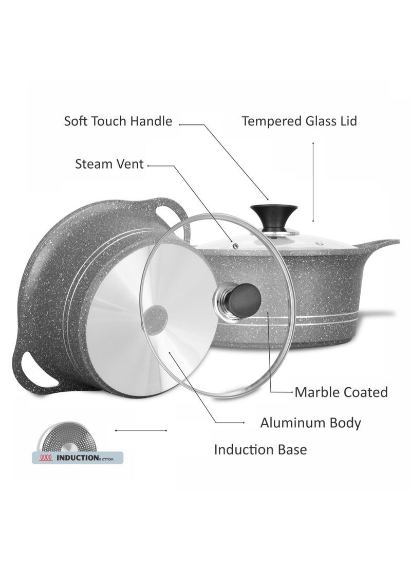 SONEX 8Pcs Aluminum Non-Stick Centrifuge Pot Set Grey Granite coating 53197 - Image 3