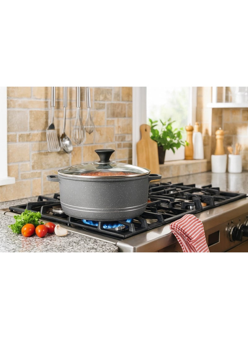 سونكس طقم قدور طبخ سونكس Centrifuge King غير لاصق 10 قطع، قدور داي كاست بطلاء رخامي، أغطية زجاجية، قاعدة مناسبة للحث، مع مقبضين سيليكون - Image 5