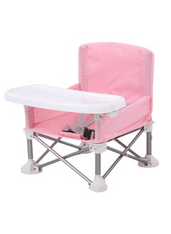 General Children's Dining Chair Portable Foldable Multifunctional Children's Dining Stool Baby Seat with Removable Tray Storage Bag Suitable for Boys and Girls 6-36 Months Outdoor Outing Eating Seat (Pink)  - Image 1