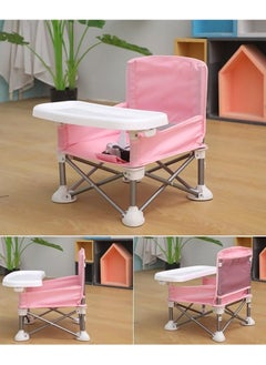 General Children's Dining Chair Portable Foldable Multifunctional Children's Dining Stool Baby Seat with Removable Tray Storage Bag Suitable for Boys and Girls 6-36 Months Outdoor Outing Eating Seat (Pink)  - Image 2