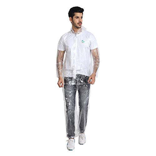 Zacharias Men's Waterproof PVC Raincoat/Rainsuit With Pant (t-001_Clear_XXX-Large) - Image 1