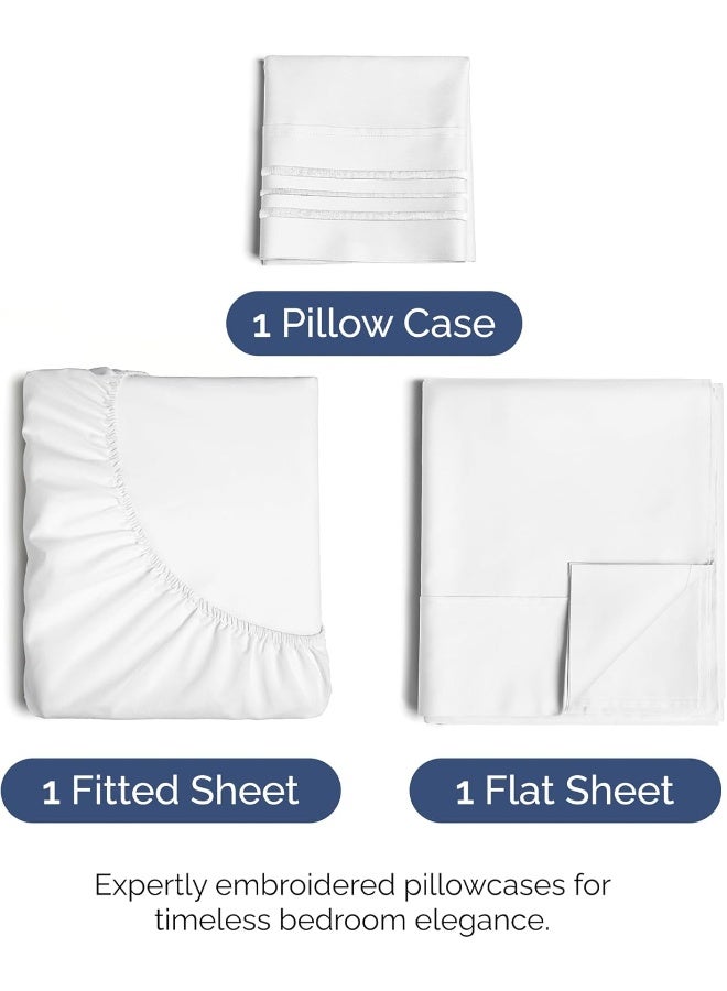 CGK Unlimited CGK Unlimited Twin XL Sheet Set - 3 Piece - Fits College Dorm Rooms - Hotel Luxury Bed Sheets - Extra Soft - Deep Pockets - Easy Fit - Breathable & Cooling - White Bed Sheets - Twins  - Image 2