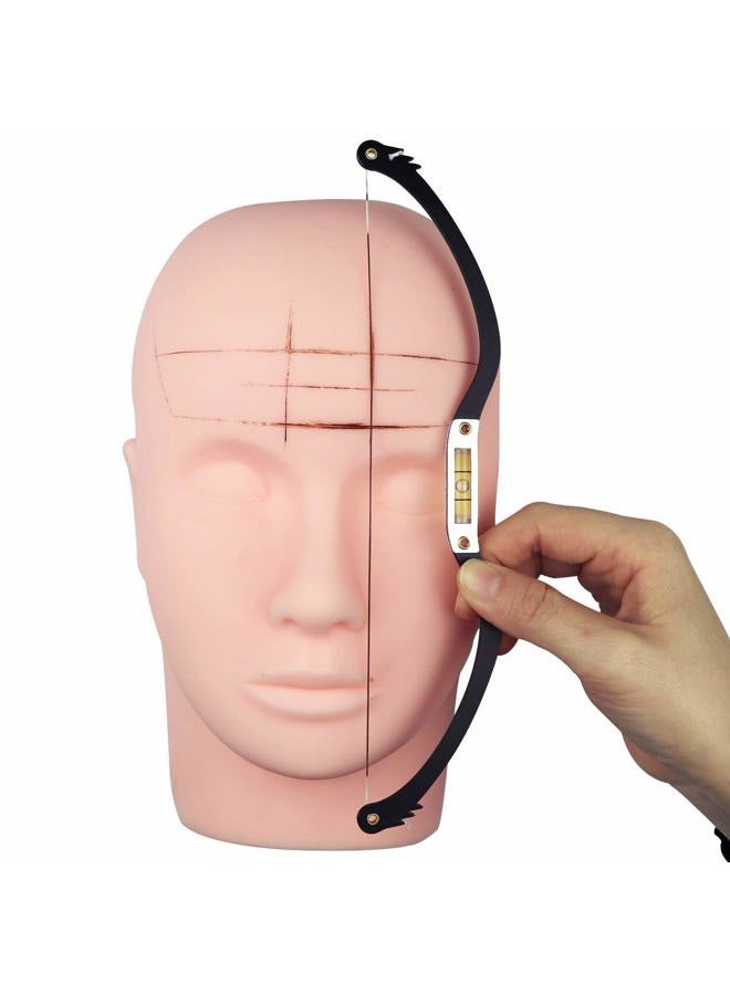Meking Eyebrow Marker Ruler Featuring Bubble Leveler Eyebrow Mapping Tool Kit Featuring Bow with String Eyebrow Bow Mapper Tool with Mapping Thread for Shaped Brows Permanent Makeup Tattoo (Black) - Image 1