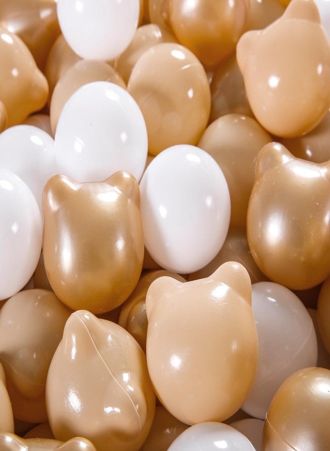 GOGOSO Bear Ball Pit Balls Shapes BPA Free Plastic Play Balls Crush Proof Kids Toddlers Baby Pastel Pelotas Toy Shaped Giant Friendship Bracelet, 2.15inch 100pcs, Brown Beige White - Image 1