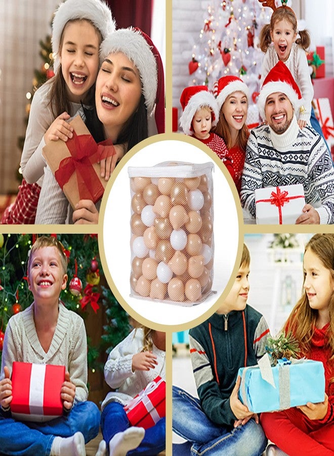 GOGOSO Bear Ball Pit Balls Shapes BPA Free Plastic Play Balls Crush Proof Kids Toddlers Baby Pastel Pelotas Toy Shaped Giant Friendship Bracelet, 2.15inch 100pcs, Brown Beige White - Image 3