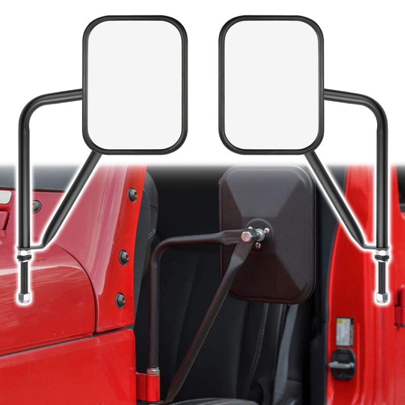 Dooroff Mirrors for Jeep Wrangler Door Hinge Mirrors Adjustable Quicker Install Doorless Side Mirrors for Safe Door Off DrivingCompatible with Jeep Wrangler CJ YJ TJ JK JL JT Pair