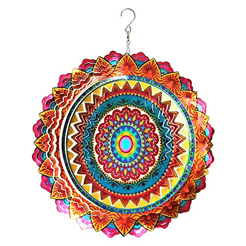 FONMY Stainless Steel Wind Spinner Worth Gift Indoor Outdoor Garden Decoration Crafts Ornaments 12 inch Multi Color Mandala Wind Spinners - Image 1