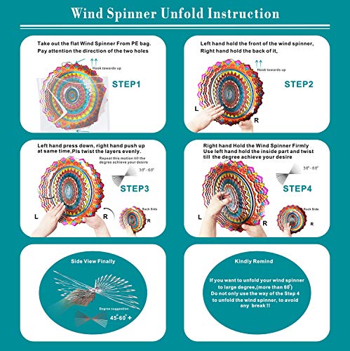 FONMY Stainless Steel Wind Spinner Worth Gift Indoor Outdoor Garden Decoration Crafts Ornaments 12 inch Multi Color Mandala Wind Spinners - Image 5