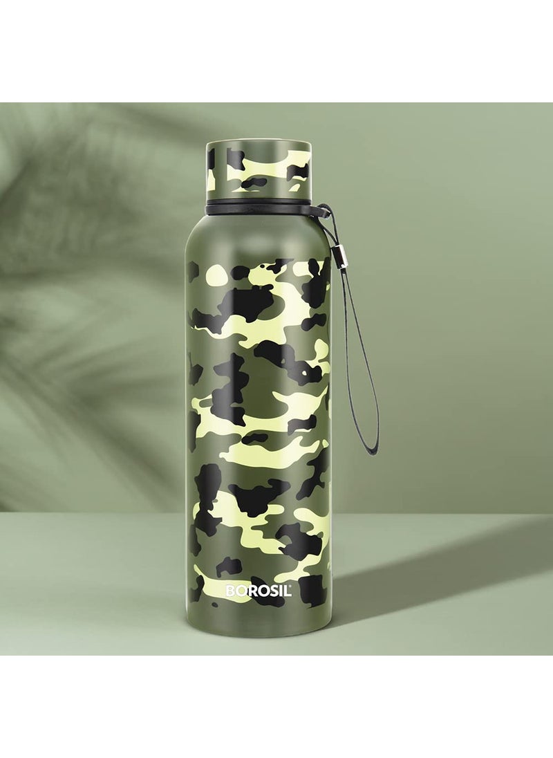 BOROSIL Borosil Trek Insulated 700 ml Water Bottle, Stainless Steel Bottle with Double Wall Vacuum Insulation, 20 Hours Hot & 24 Hours Cold, for Everyday Use, Military Green  - Image 1