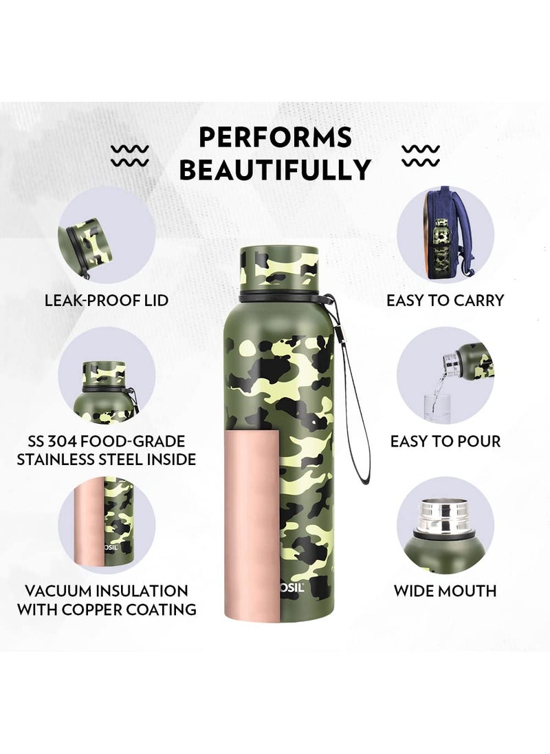 BOROSIL Borosil Trek Insulated 700 ml Water Bottle, Stainless Steel Bottle with Double Wall Vacuum Insulation, 20 Hours Hot & 24 Hours Cold, for Everyday Use, Military Green  - Image 4
