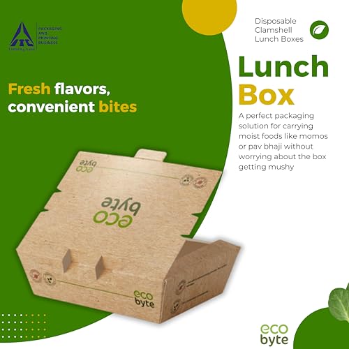 Ecobyte ITC Ecobyte Clamshell Lunch Box [1100 ml] – [Pack of 15] Disposable Germ-Free Takeaway Container, Plastic-Free w/Compostable BioSeal Coating, Oil & Grease Resistant Biodegradable Food Container - Image 3