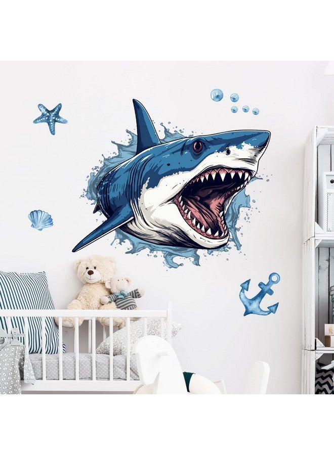 Supzone Large 3D Shark Opening Mouth Wall Decals, 23.6 * 30.7 inches Ocean Wall Sticker Self-Adhesive for Boys Bedroom Livingroom Nursery Playroom Classroom - Image 5