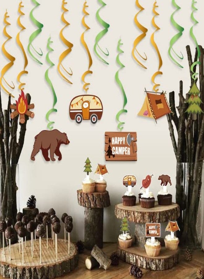 Kinyanco 36PCS Happy Camper Party Hanging Swirls Decorations, Camping Theme Party Supplies Adventure Bears Sign Foil Swirls Ceiling Decorations, Birthday Party Hanging Decor for Kids Boys and Girls - Image 5