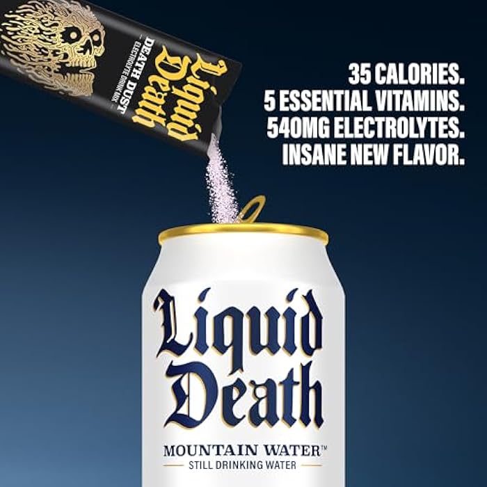 Liquid Death مسحوق موت الإلكتروليت السائل - نكهة المانجو - عبوات ترطيب - منشار المانجو - عبوة 12 عصا - استبدال الإلكتروليت - Image 4