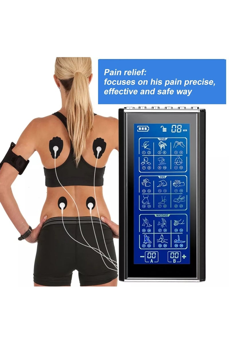 LAESO 3-in-1 Dual Channel TENS EMS Unit 36 Modes Mini Rechargeable Physiotherapy Instrument for Back Neck Pain Relief Therapy,Deep Tissue Shoulder Pain Relief,Electronic Pulse Massager Muscle Massager (Black) - Image 5