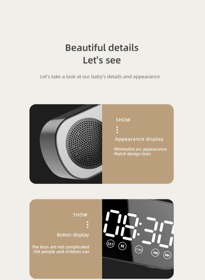 General Subwoofer Speaker Wireless Mirror Alarm Clock Bluetooth Compatible FM Radio Speaker Portable Accessory Support TF Card AUX  - Image 3