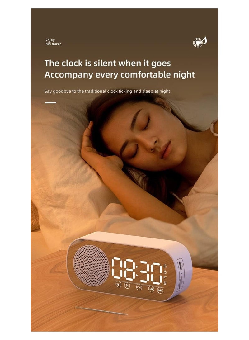 General Subwoofer Speaker Wireless Mirror Alarm Clock Bluetooth Compatible FM Radio Speaker Portable Accessory Support TF Card AUX  - Image 2