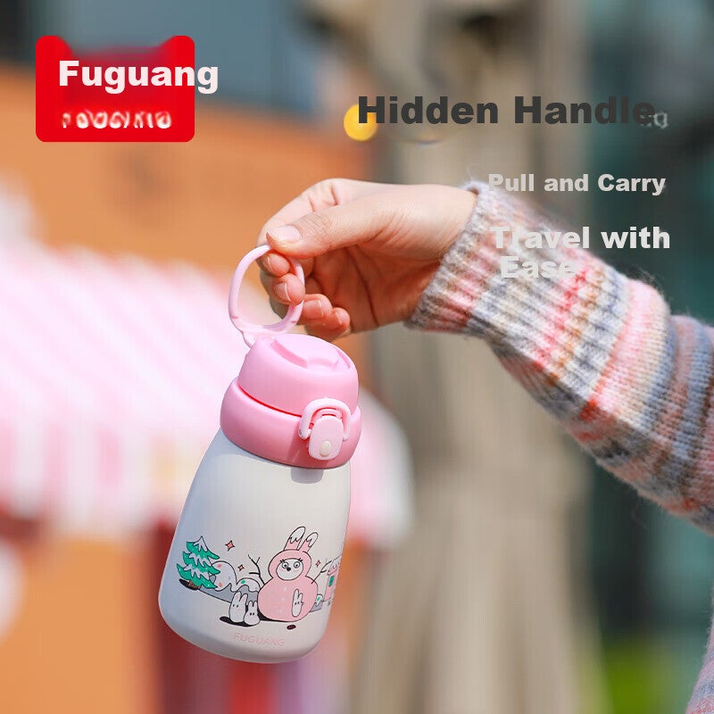 FGA Fuguang Children's Insulated Cup, for Boys And Girls, Kindergarten And Elementary School Students, with Straw, Water Bottle, Gift Cup, 350ml, Blue - Image 2