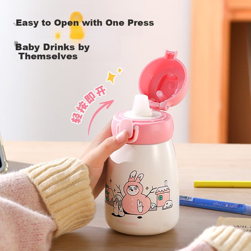FGA Fuguang Children's Insulated Cup, for Boys And Girls, Kindergarten And Elementary School Students, with Straw, Water Bottle, Gift Cup, 350ml, Blue - Image 4