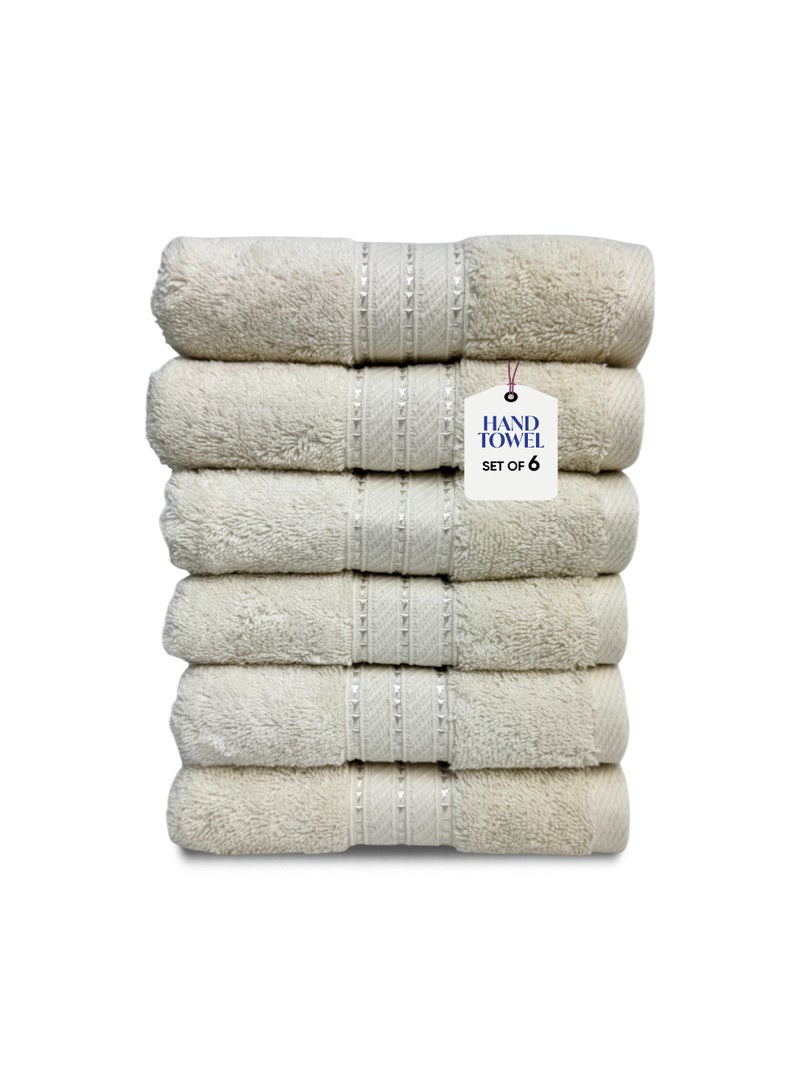 Kassino Jumbo Hand Towel (6 Pack, 45x70 cm) - 580 GSM Large Hand Towels,100% Combed Cotton, Soft & Quick-Dry Towels, Highly Absorbent, Double Stitched Hotel Quality Towels | Ivory - Image 1