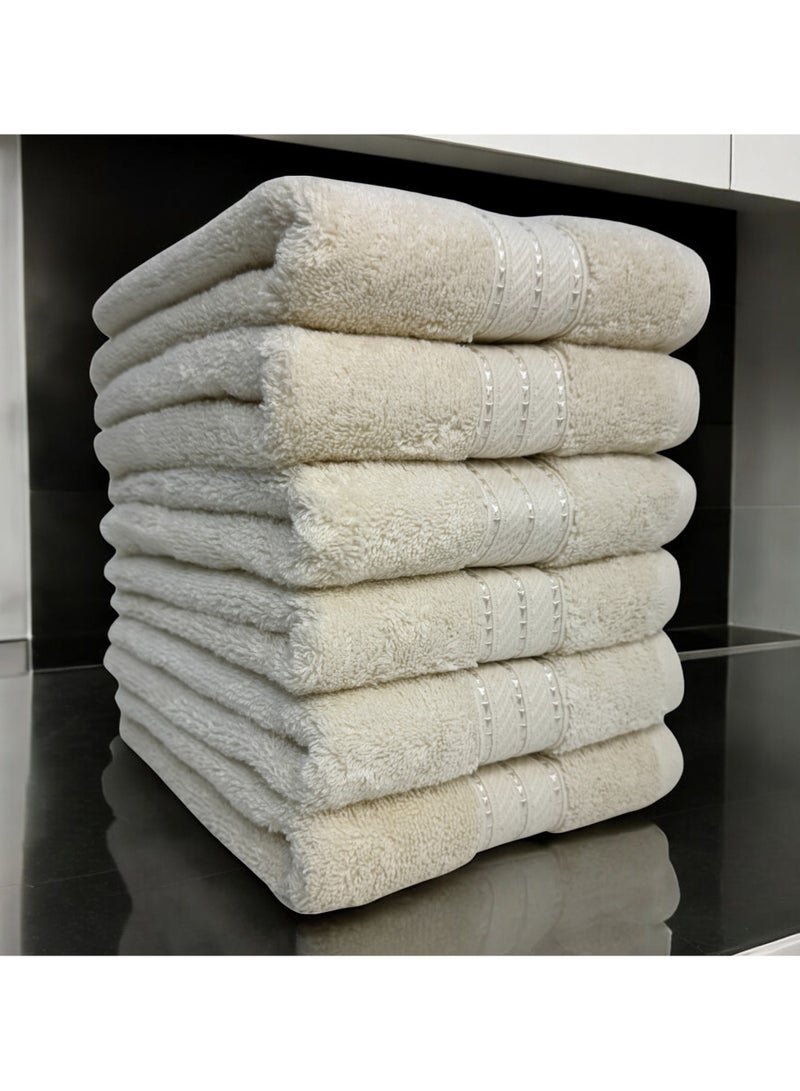 Kassino Jumbo Hand Towel (6 Pack, 45x70 cm) - 580 GSM Large Hand Towels,100% Combed Cotton, Soft & Quick-Dry Towels, Highly Absorbent, Double Stitched Hotel Quality Towels | Ivory - Image 2