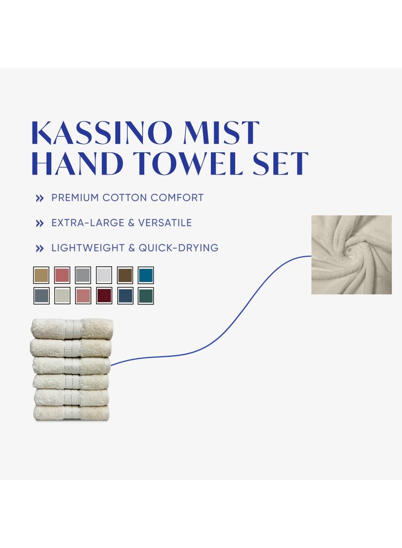 Kassino Jumbo Hand Towel (6 Pack, 45x70 cm) - 580 GSM Large Hand Towels,100% Combed Cotton, Soft & Quick-Dry Towels, Highly Absorbent, Double Stitched Hotel Quality Towels | Ivory - Image 3
