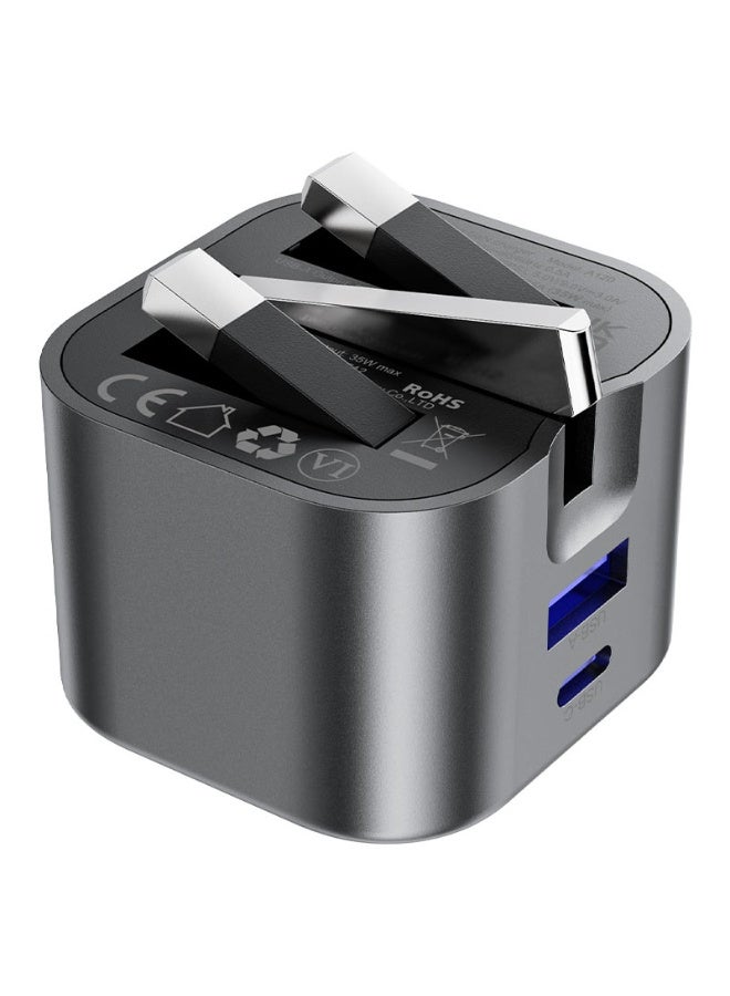 ACEFAST GaN Fast Foldable Wall Charger With 1.2m USB-C to USB-C Cable, A120 PD 35W 2 Port (1 USB-A, 1 USB-C) - Black Compatible For Phones, Tablets, Gaming Console - Image 2