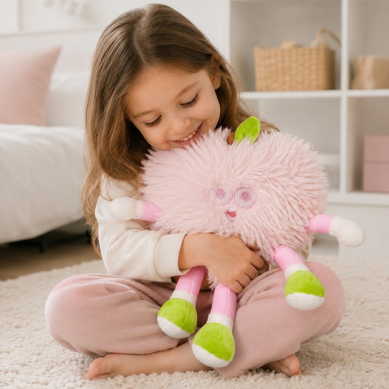 Pink Furry Monster Plush Toy with Long Hair and Colorful Limbs - 0201 - Image 2