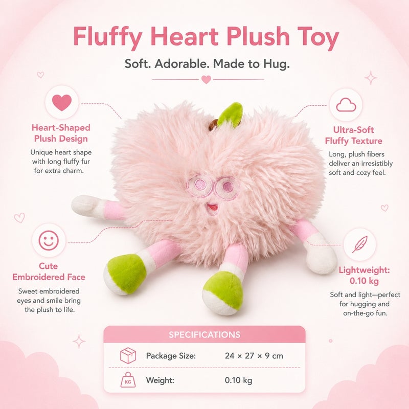 Pink Furry Monster Plush Toy with Long Hair and Colorful Limbs - 0201 - Image 4
