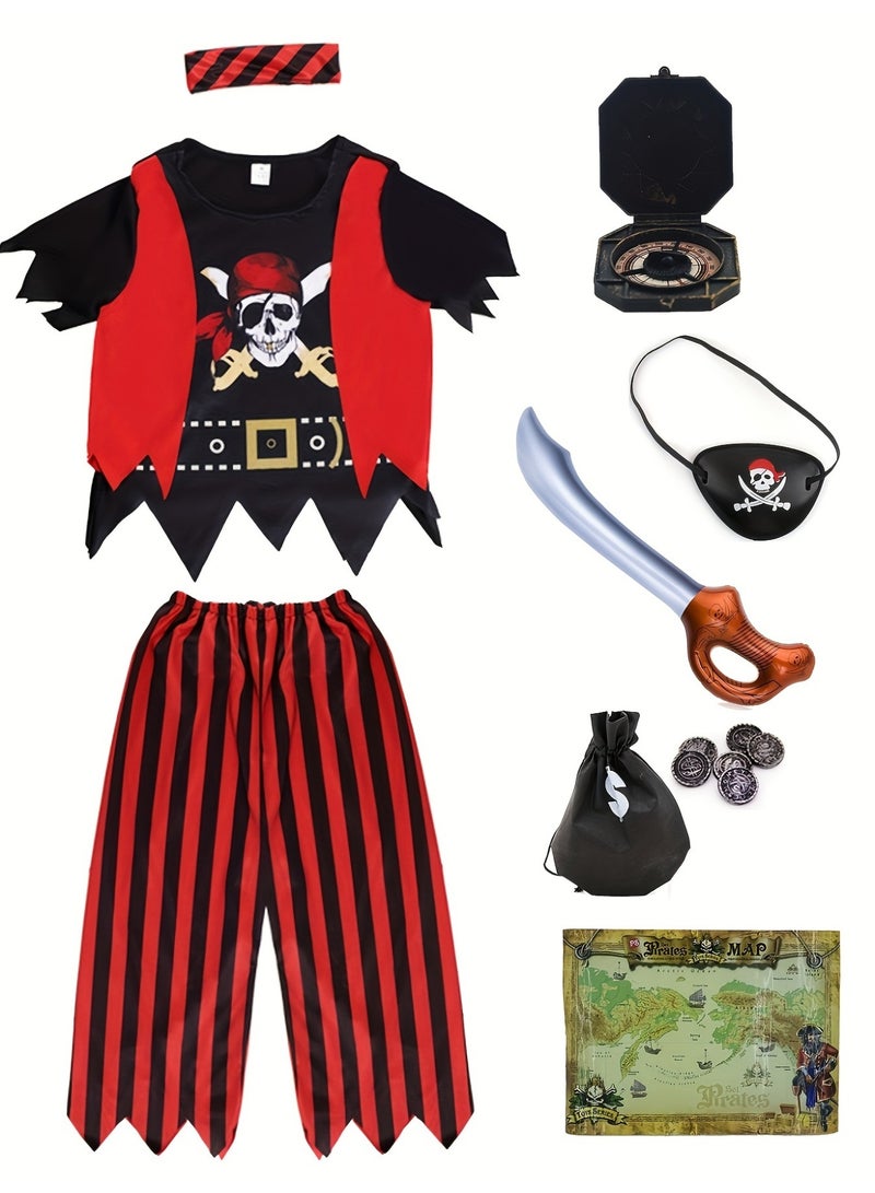 NIBEMINENT Halloween children's costumes, girls' masquerade ball performance costumes, Caribbean pirate suits, party vests - Image 1