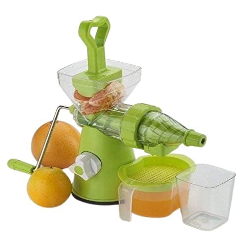 PUNJAN PUNJAN Manual Juicer with Juice Collector and Pulp Container Unbreakable Non Electric Fruit Vegetable Juicer Vacuum Base Manual Hand Juicer With Steel Handle Green and White  - Image 1
