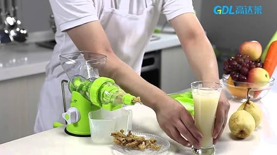 PUNJAN PUNJAN Manual Juicer with Juice Collector and Pulp Container Unbreakable Non Electric Fruit Vegetable Juicer Vacuum Base Manual Hand Juicer With Steel Handle Green and White  - Image 4