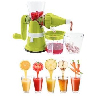 PUNJAN PUNJAN Manual Juicer with Juice Collector and Pulp Container Unbreakable Non Electric Fruit Vegetable Juicer Vacuum Base Manual Hand Juicer With Steel Handle Green and White  - Image 3