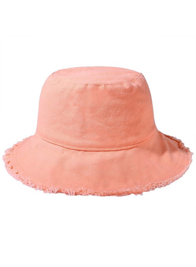 Boderier Sun Hats for Women Summer Casual Wide Brim Cotton Bucket Hat Beach Vacation Travel Accessories (Light Pink) - Image 1
